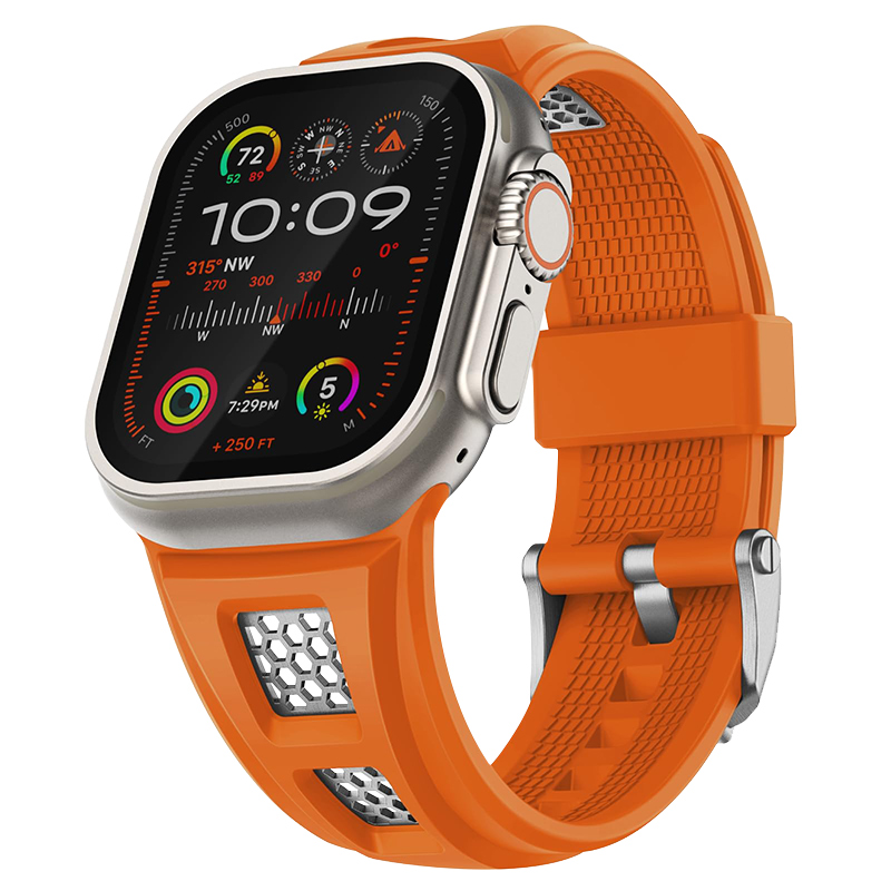 适用AppleWatchUltra2代s9表带蜂窝散热49mm硅胶个性苹果iWatch8手表合金硅胶保护壳全包运动腕带