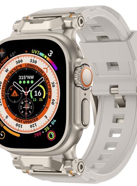 适用ultra49mm手表带开拓者新款潮流45/44改装applewatchultra2运动机械不锈钢接口软TPU苹果iwatch12567金属