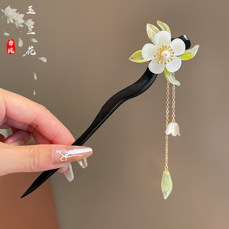 古风流苏花朵发簪女夏高级感