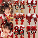 新年红色儿童发夹女宝蝴蝶结对夹小女孩拜年过年夹子侧边马年头饰