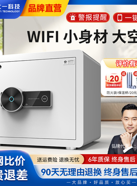 大一保险柜家用小型20/25/30/35cm高远程密钥电子密码指纹保险箱入墙入柜固定办公全钢防盗白色床头保管箱