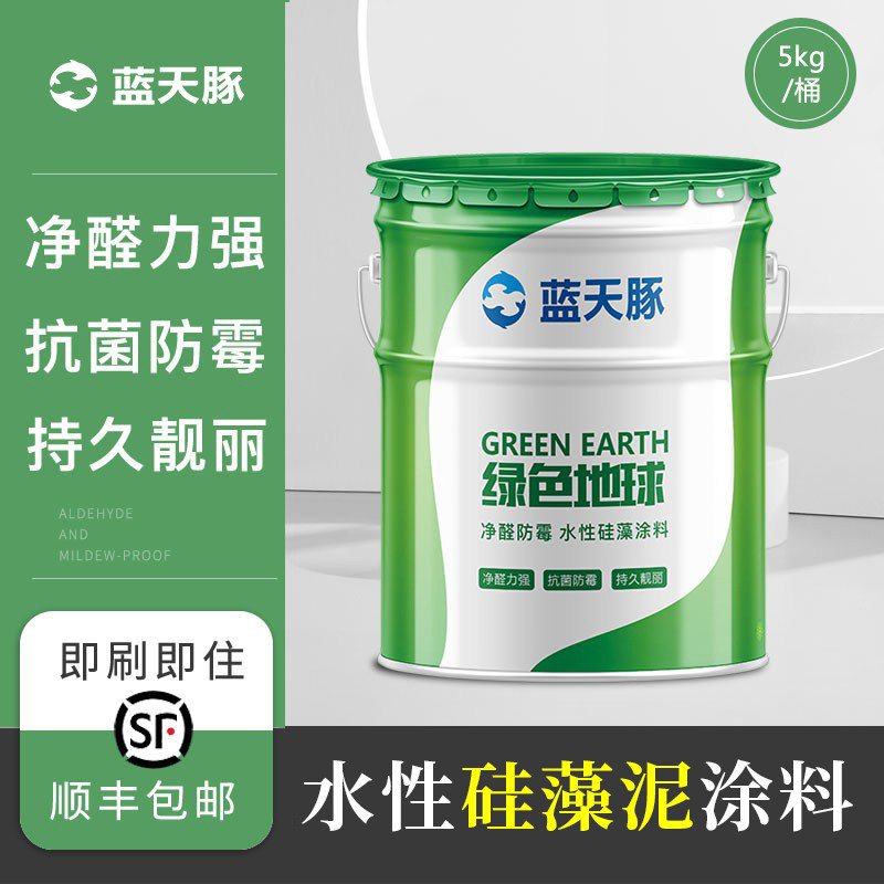 蓝天豚水硅藻性泥家用墙面漆自刷多肉植物