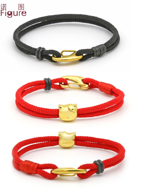 法诺图手绳双股编织红手链绳本命年穿珠子DIY配件绳男女2018新款