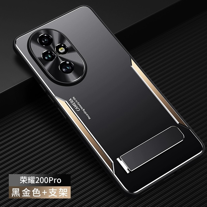 适用荣耀200手机壳honor200pro高级感磨砂华为p200金属背板200p全包边x200曲面屏超薄二百pr0硅胶散热p带支架