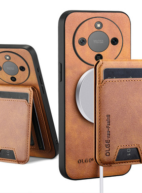 适用华为荣耀x70手机壳honorx70i商务皮革×70l全包边后壳叉七零1磁吸卡包mtn一an00可支架abr插卡槽门禁卡5g