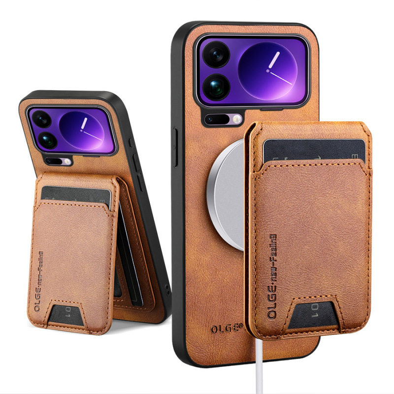 适用小米15tpro国际版手机壳xiaomi17promax商务皮革mi17全包边后壳miui15t磁吸卡包tpor插卡槽pm门禁卡pomax