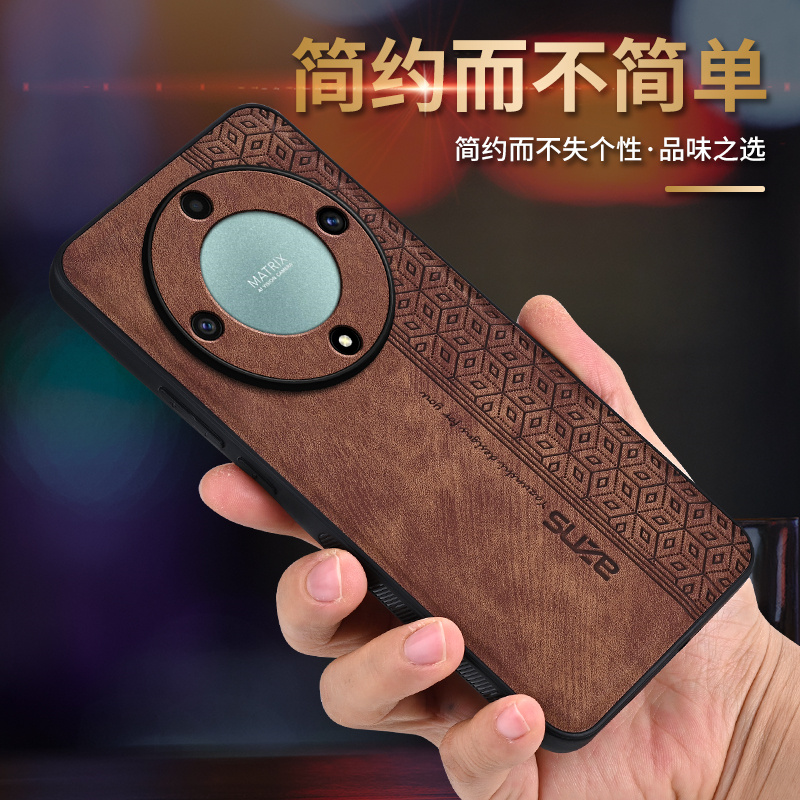 适用荣耀X9B手机壳honorx9b5g商务压印皮纹×9b全包b9x软边后壳ALI一NX1个性皮革叉九b防摔㐅9b男5g女alinx