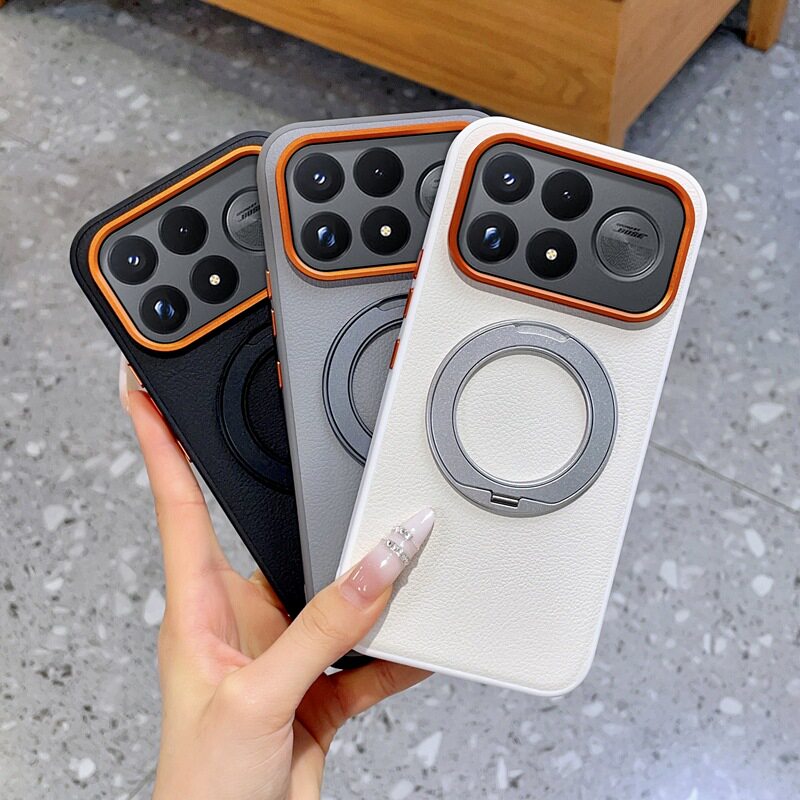 适用小米pocof9pro手机壳poco f9ultra海外版时尚素皮xiaomi全包保护壳f9u超薄por皮质uitra磁吸旋转支架case