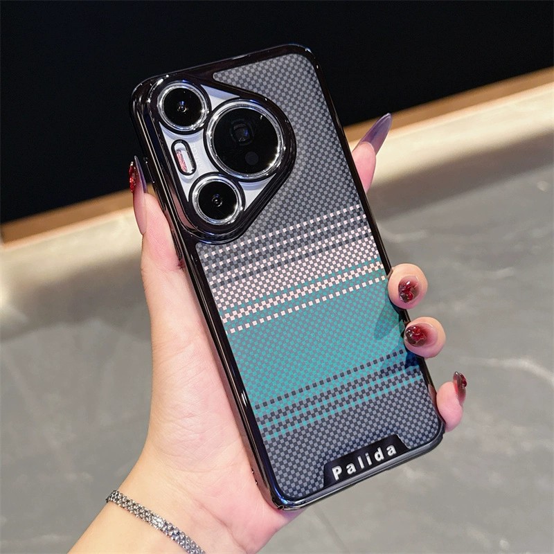 适用华为pura80ultra手机壳p70轻奢电镀puro70pro十纤维纹puea80全包镜头保护壳por+个性p60防摔p50男p40女5g