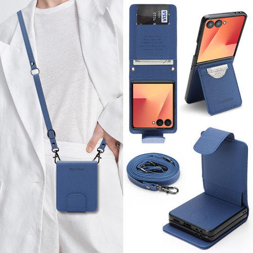 适用三星zflip8手机壳Samsung z flip7斜挎背带挂绳filp7fe分体磁吸zlip8插卡槽case钱包F7610翻盖式皮套7760