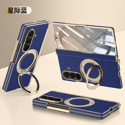 适用三星zfold8ultra手机壳z fold8u电镀素皮fd8utra中轴转轴Samsung全包壳膜一体zfod磁吸folf指环支架zold8