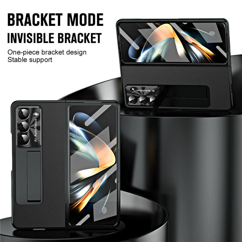 适用三星zfold5手机壳fold5高档皮质z5折叠屏壳膜一体皮套flod五代5g超薄ford5防滑f9460带隐形支架foid5新款