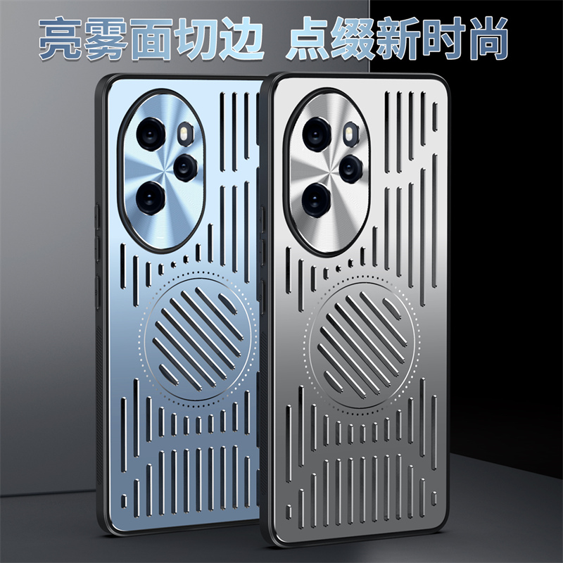 适用华为荣耀100pro手机壳honor100简约散热x100金属por铝合金背板p100全包后壳maa一an10超薄an00透气5g新款
