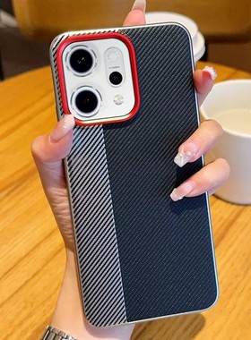 适用opporeno14pro手机壳reno14商务潮流opporone碳纤纹皮革0pp0全包后壳oppor超薄opreno皮纹por新品oppreno