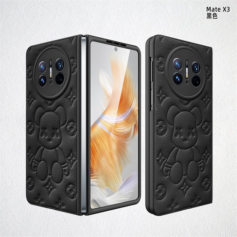 适用华为matex3手机壳mate3潮牌菱形格mate x3压印皮纹mtx3典藏版折叠