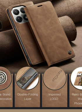 适用小米15tpro手机壳mi15t pro商务皮纹xiaomi十五tpor翻盖式真皮套t15pro前后全包tpr0折叠支架m磁吸插卡套