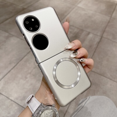 适用华为p50pocket手机壳pockets时尚纯色磨砂pockt2防指纹proket折叠屏保护套poket超薄s磁吸pock充电宝盒5g