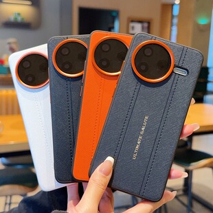 适用红米k80pro手机壳小米pocof7ultra时尚创意素皮redmi k80金属镜头圈保护壳poco防滑f7pro皮质xiaomi新款u