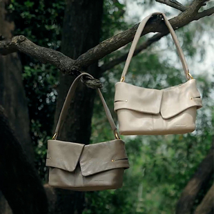 DREA BASAA半山翻领包大号斜挎包真皮单肩腋下包通勤大容量手提包