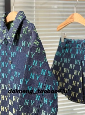 不打折110-160码出口韩春款男女童满印牛仔休闲外套半裙裤可亲子