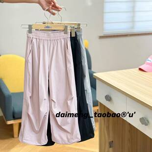 110-170码出口韩春夏款男女童三色纯色超薄软工装裤长裤可亲子