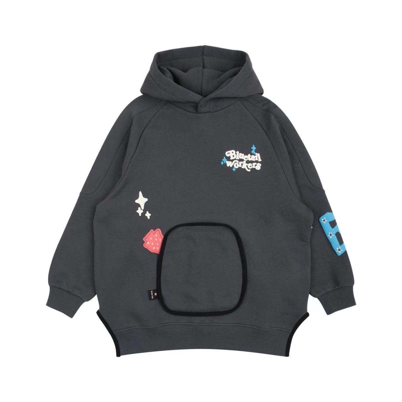 150-170码出口韩冬款男女童中性卡通休闲宽松加绒连帽亲子卫衣