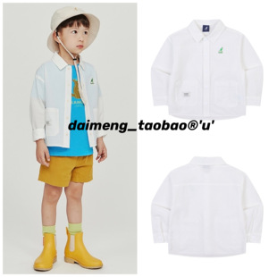 包邮！110-155码出口韩春夏款男女童白色翻领柔软防晒衬衣外套