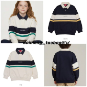 男女童中大童两色翻领拼色学院休闲polo卫衣 出口韩春款 120 160码