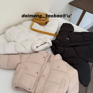 80%鸭绒100-155码出口韩冬款男女童三色立领纯色厚实保暖羽绒服