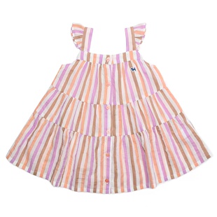 90-120码出口韩春款女童女宝彩色条纹轻薄柔软吊带公主连衣裙