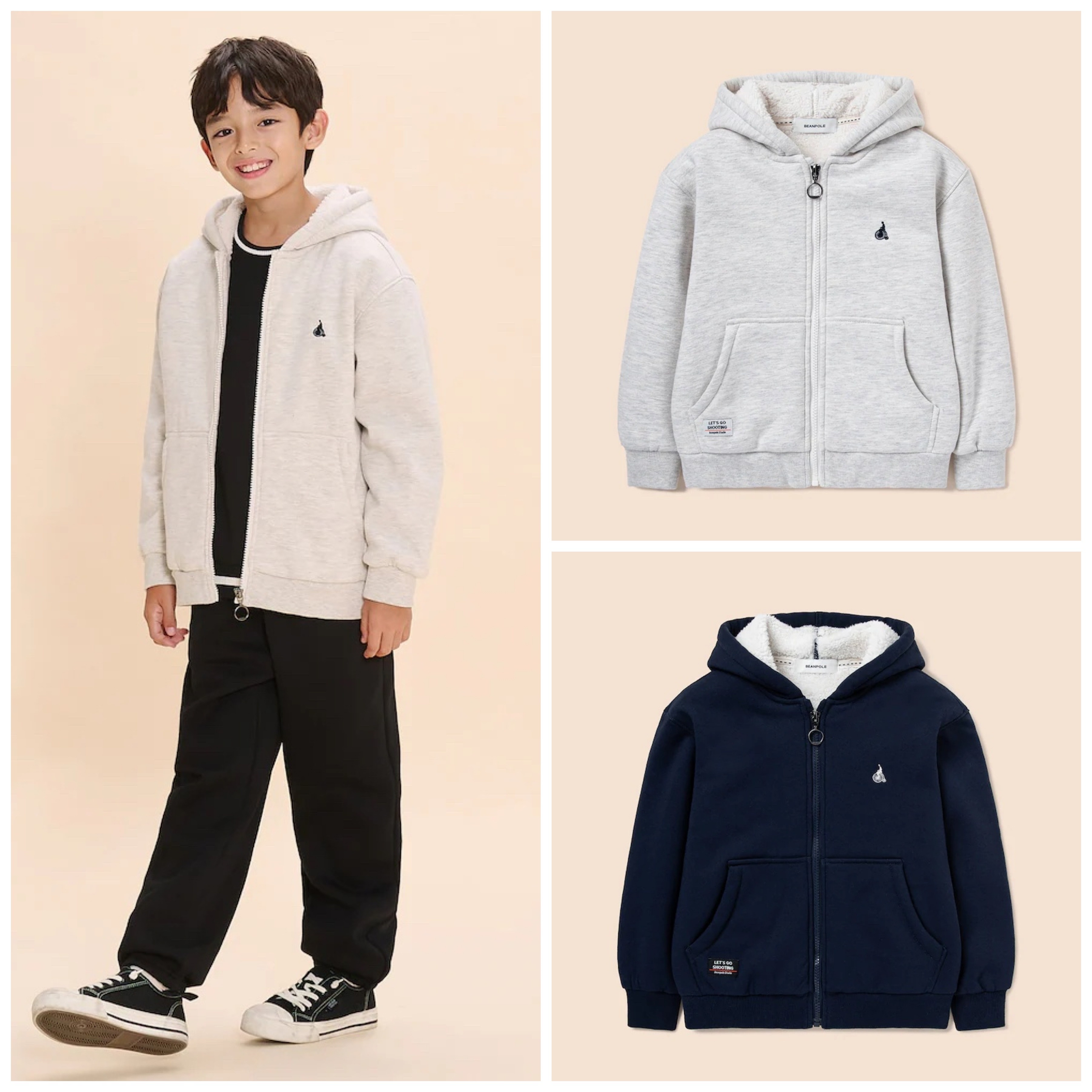 110-150码出口韩冬款男女童两色加绒保暖厚实拉链连帽卫衣外套