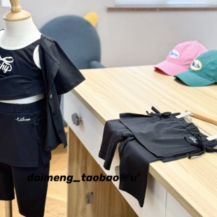 女童黑色蝴蝶结外穿假两件打底短裙裤 出口韩夏款 155码 不打折110