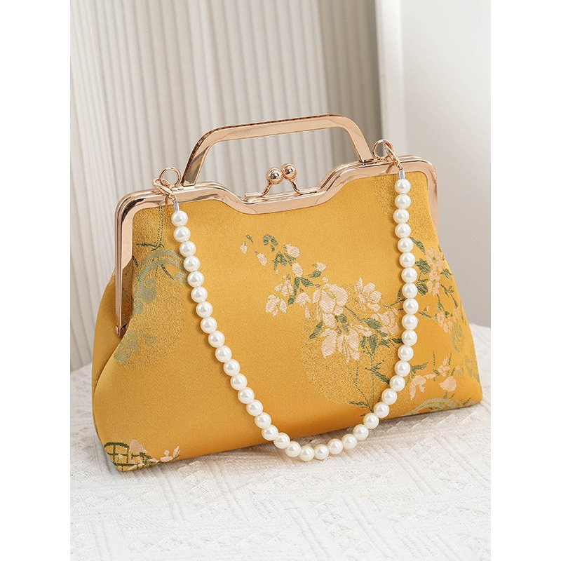 国风丝绸刺绣旗袍包新款斜挎饺子包古风新中式手提包礼服包手拿包