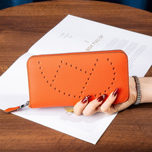 男女通用里外真皮钱夹放手机高档纯牛皮长款拉链钱包多卡位大钞夹