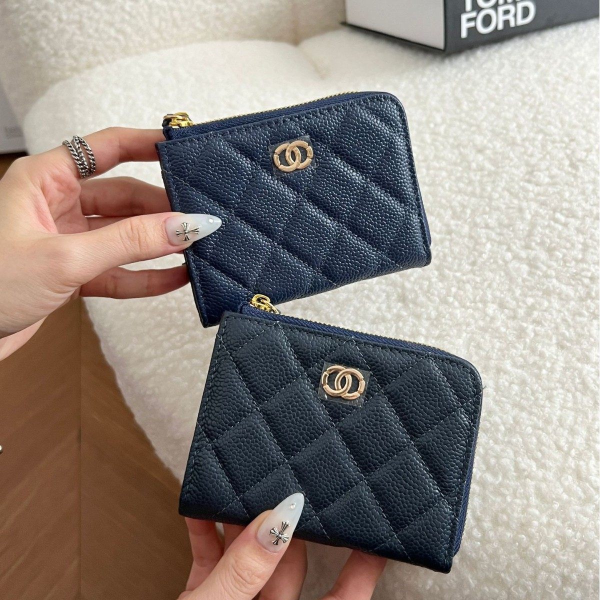 小香风钱包女士鱼子酱牛皮钱夹短款真皮零钱包小巧菱格精致卡包