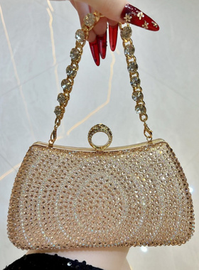 新款镶钻晚宴手拿包新娘婚礼派对手包链条可拆卸晚装包女士手提包