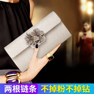 2025新款 镶钻手拿包大容量放手机名媛宴会包红毯夜店链条小包 时尚