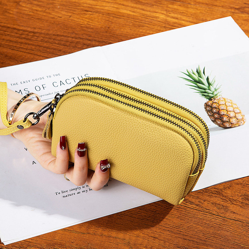 2025新款真皮小手包钥匙钱包卡包纯牛皮三层拉链大容量手拎零钱包,箱包皮具/热销女包/男包,手拿包,淘宝优惠券,粉丝福利购,淘宝优惠卷