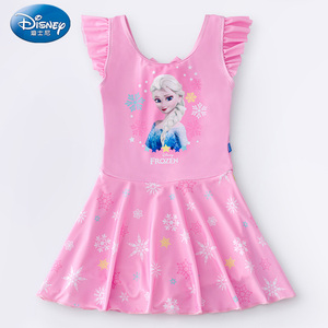 迪士尼女童泳衣中大童宝宝女孩时尚连体游泳衣2025新款防晒泳装