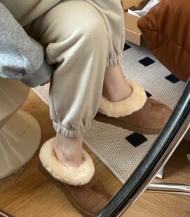 2025年冬季新款塔次特平底雪地靴羊皮毛一体一脚蹬短筒加绒棉鞋亲