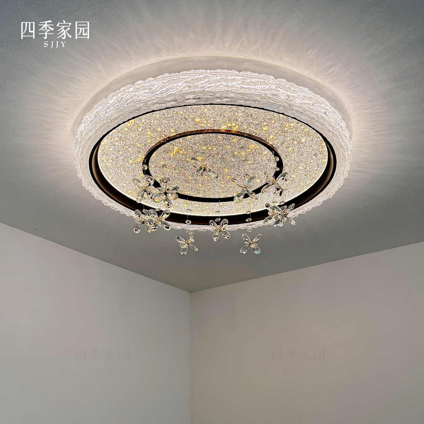 轻奢水晶圆形法式中古风大气客厅吸顶灯2026新款现代简约护眼主灯