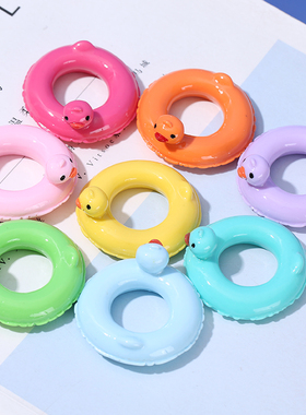 可爱大号鸭子游泳 圈娃娃屋摆件奶油胶滴胶diy手机壳树脂配件材料