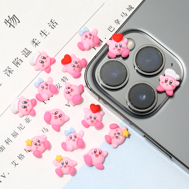 迷你星之卡比 diy手机壳镜头围边美甲饰品发夹耳钉配件材料