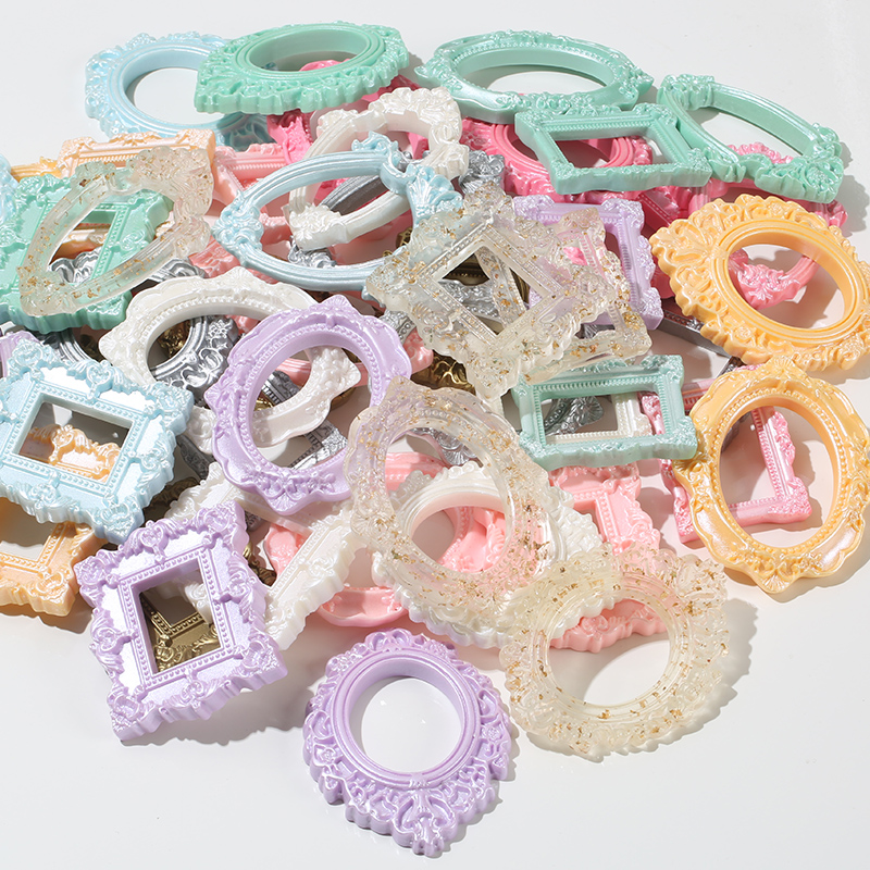 树脂配件彩色花边金箔复古风相框