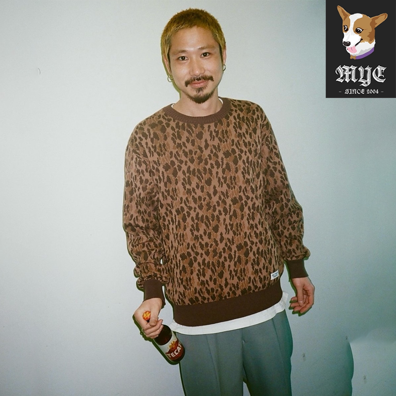 WACKO MARIA LEOPARD JACQUARD SWEATER豹纹撞色秋冬开衫毛衣外套
