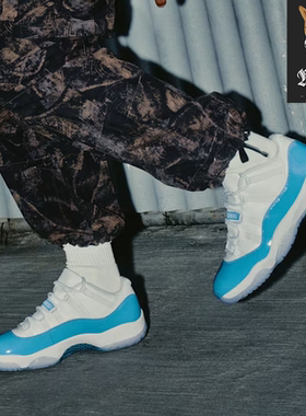 Nike耐克 Air Jordan 11 Retro 北卡蓝/金男女低帮运动休闲篮球鞋