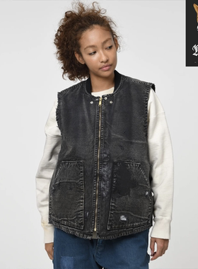 BOWWOW DUCK VEST AGED 黑色泼墨做旧牛仔马甲上衣 AW25
