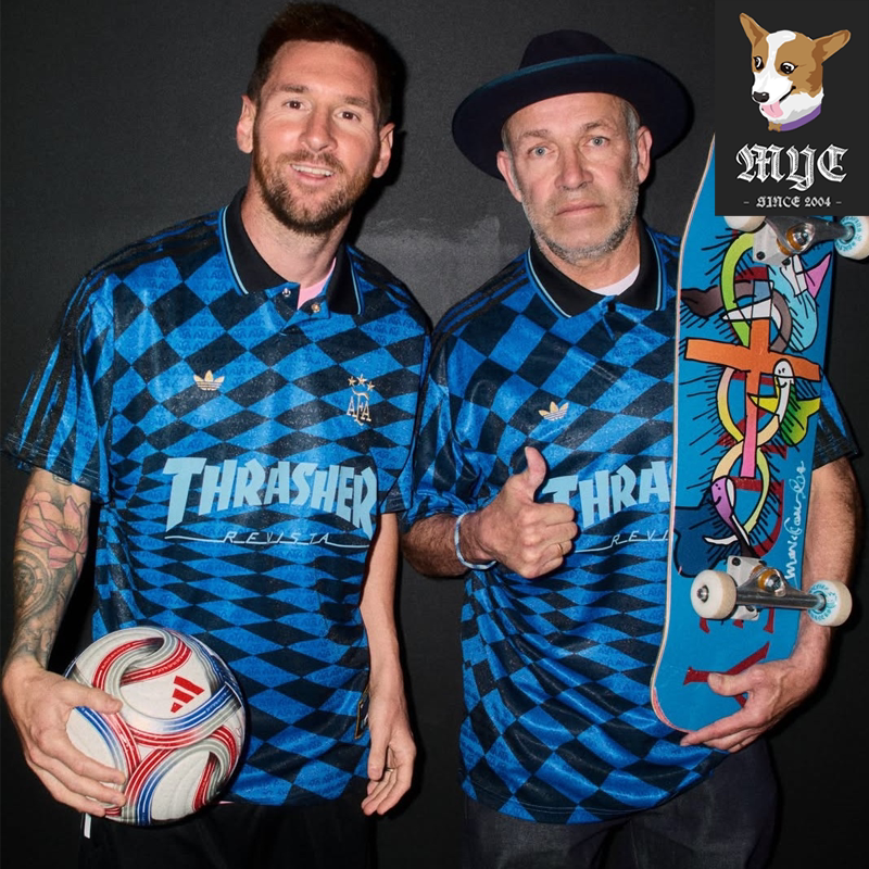 阿迪达斯Adidas三叶草Thrasher x AFA 联名款梅西同款T球衣POLO衫