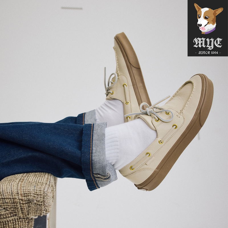 范斯VANS 2-Eyelet Boat 皮革圆头平底一脚蹬帆船板鞋VN000Z11CJK