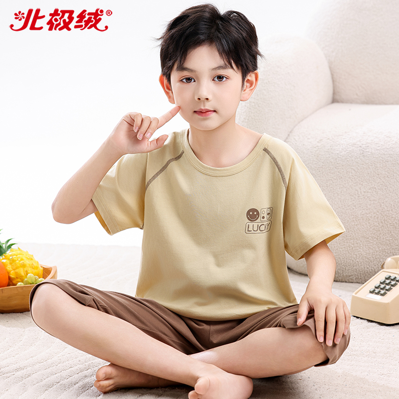 2025新款儿童睡衣男童纯棉家居服男孩短袖空调服大童套装薄款夏季